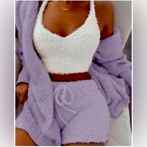 3 piece women’s cozy fluffy pajama set plus size 3x